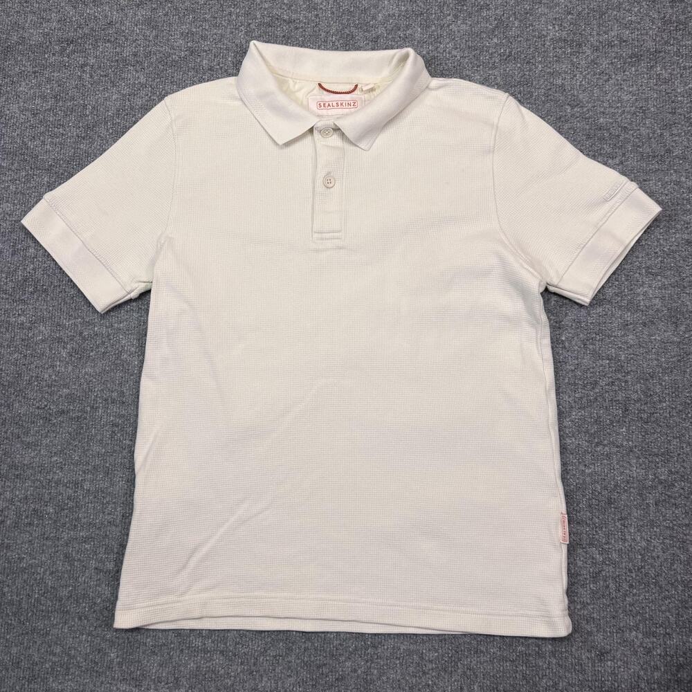 Sealskinz Polo Shirt Mens Medium White Organic Cotton Textured Casual Knit